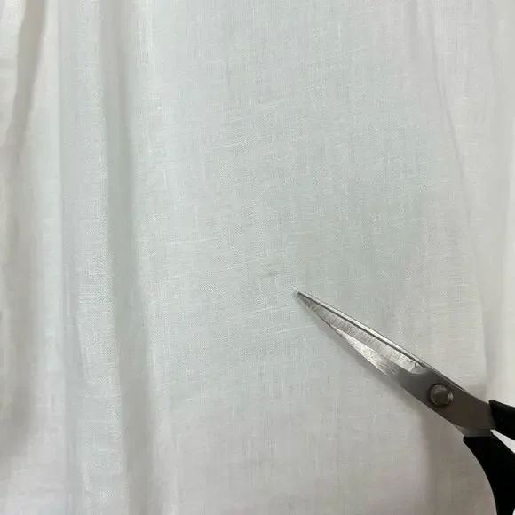 Joie | White 100% Linen Eyelet Detail V-neck 3/4 Sleeve Casual Tunic Top - Picture 10 of 12